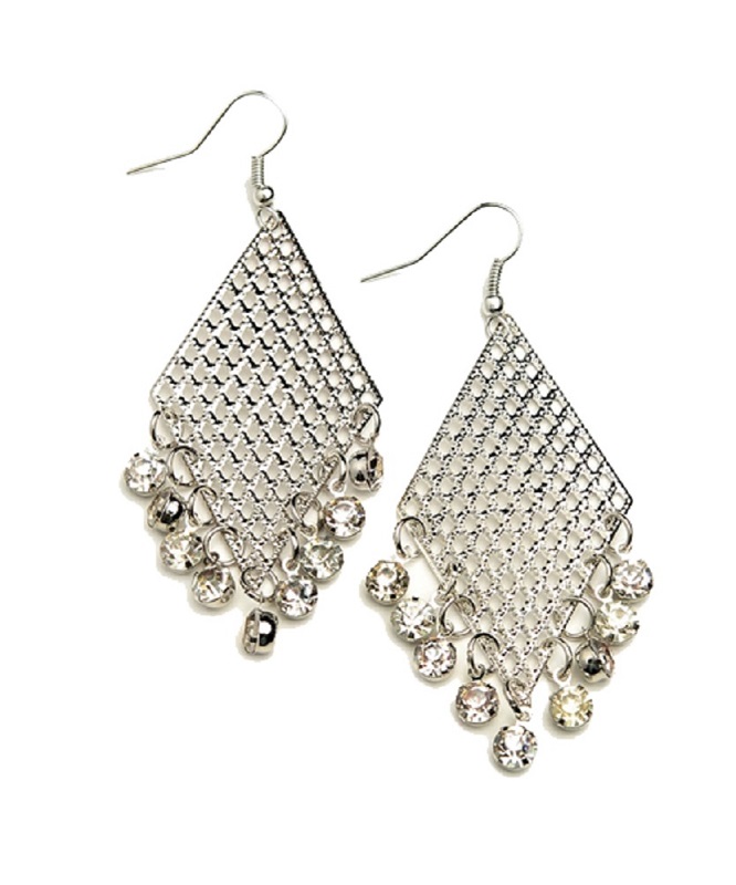 Lattice and Stone Drop Earrings - More Colors - Click Image to Close