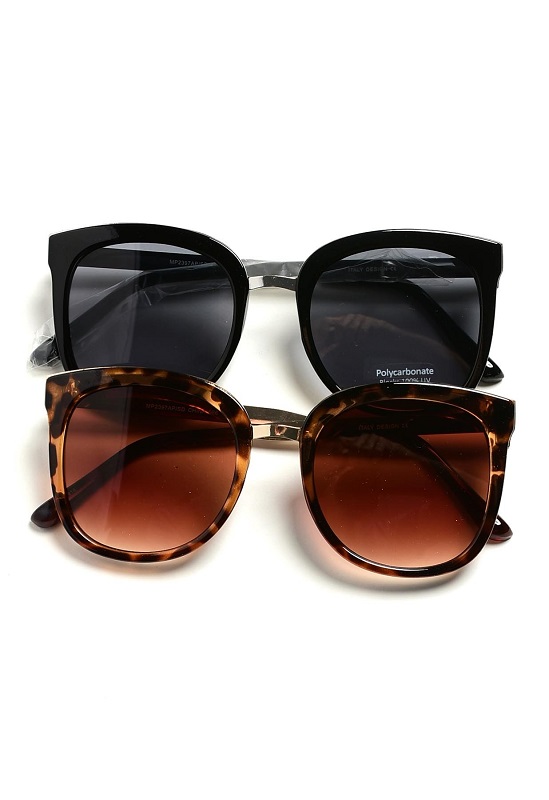 Oversized Flat Lens Cat Eye Sunglasses