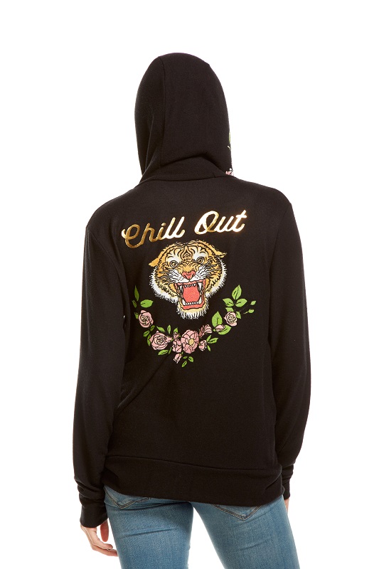 Chill Tiger Zip Up Hoodie - Click Image to Close