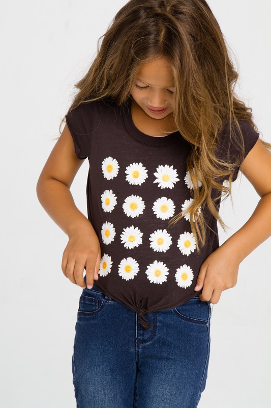 Daisies Kids Tie Front Tee - Click Image to Close