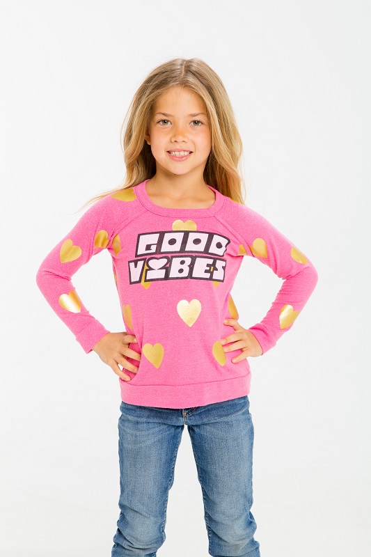 Good Vibes Kids Love Knit Raglan Pullover - Click Image to Close