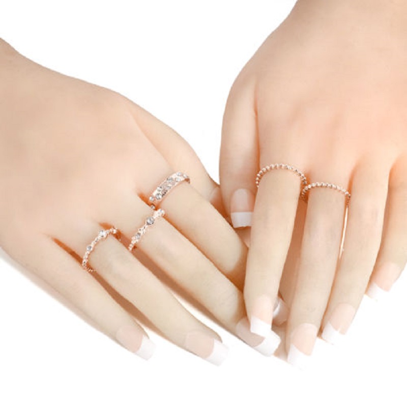 Boho Rose Gold Stackable 5 Piece Ring Set - Click Image to Close