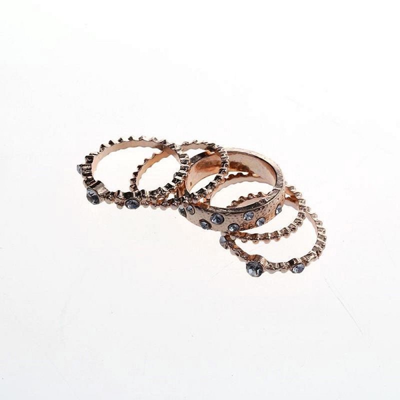 Boho Rose Gold Stackable 5 Piece Ring Set