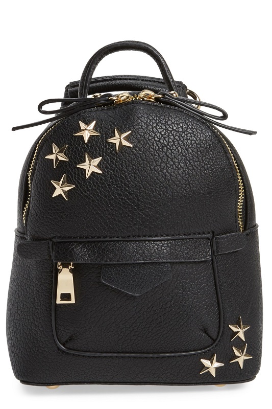 Mini Star Stud Faux Leather Backpack - Click Image to Close