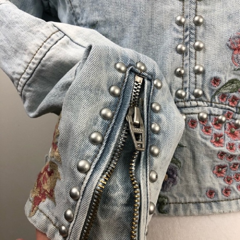 BLANKNYC Embroidered & Embellished Denim Moto Jacket