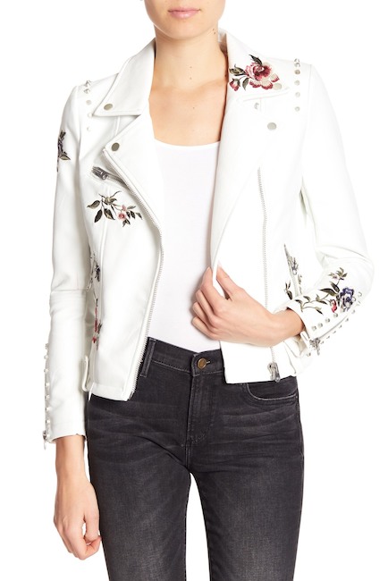 DRIFTWOOD Embroidered & Studded Faux Leather Moto Jacket