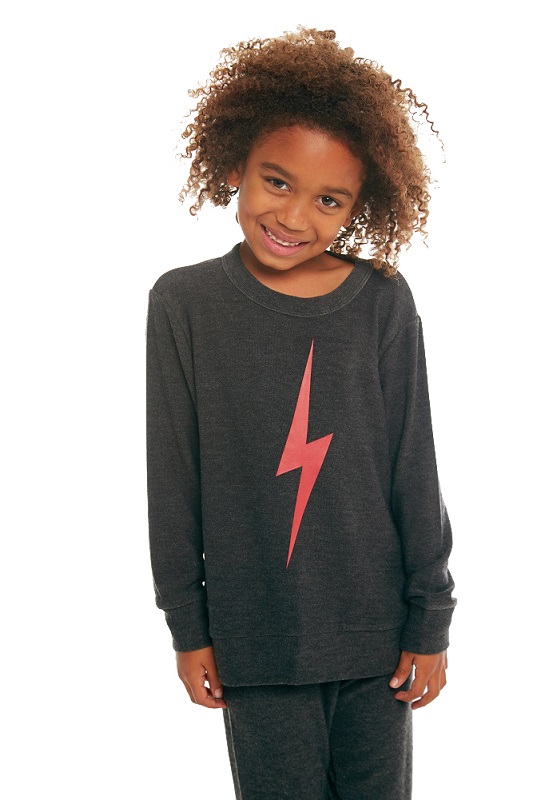 Red Bolt Kids Cozy Knit Crew Neck Pullover Sweatshirt - Click Image to Close