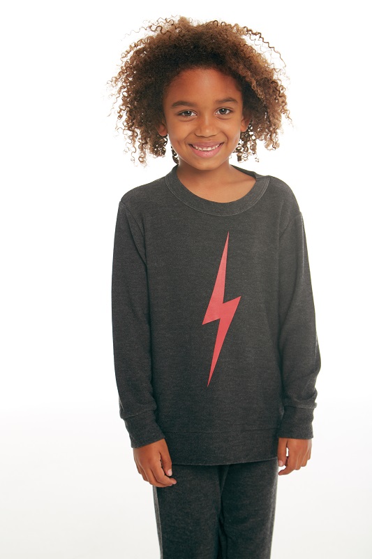 Red Bolt Kids Cozy Knit Crew Neck Pullover Sweatshirt - Click Image to Close