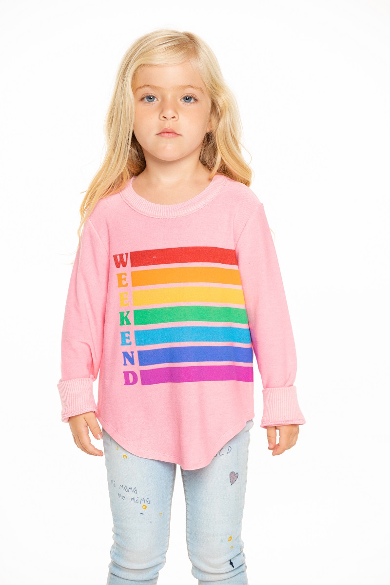 Weekend Rainbow Girls Cozy Knit Hi-Lo Shirttail Pullover