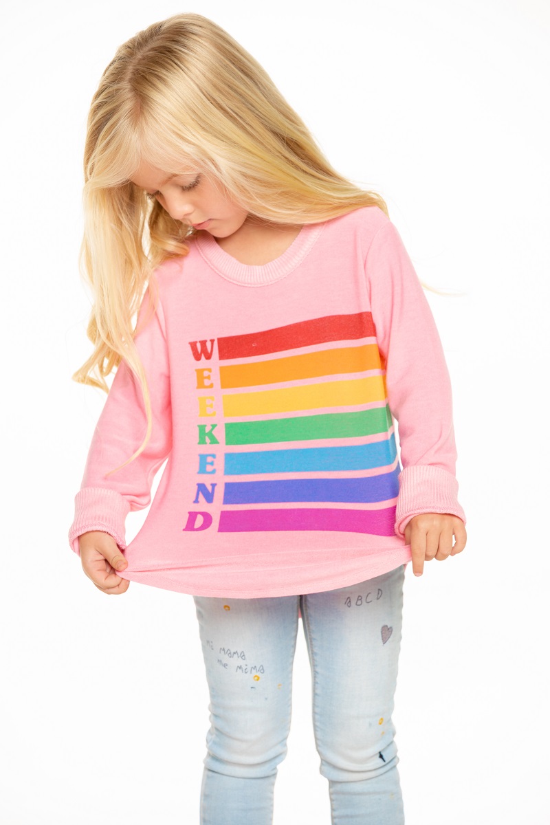 Weekend Rainbow Girls Cozy Knit Hi-Lo Shirttail Pullover - Click Image to Close