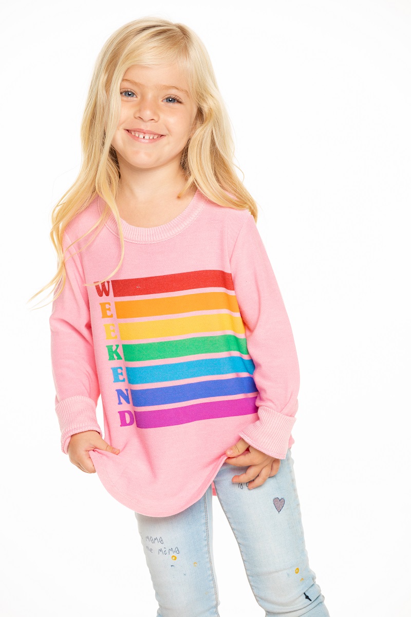 Weekend Rainbow Girls Cozy Knit Hi-Lo Shirttail Pullover