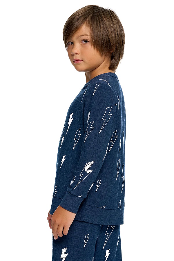 Blue Bolts Kids Knit Pullover Sweatshirt - Click Image to Close