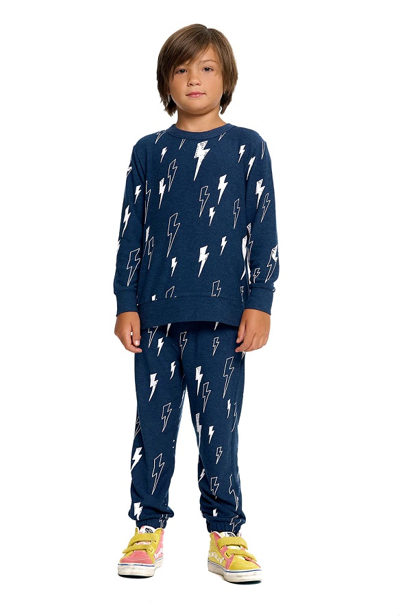Blue Bolts Kids Knit Pullover Sweatshirt - Click Image to Close